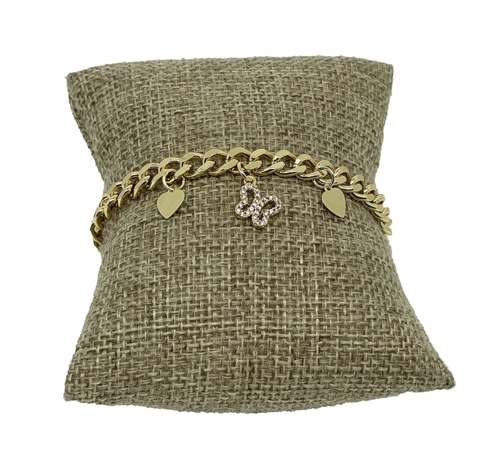Pulsera de acero inoxidable dorado con mariposa