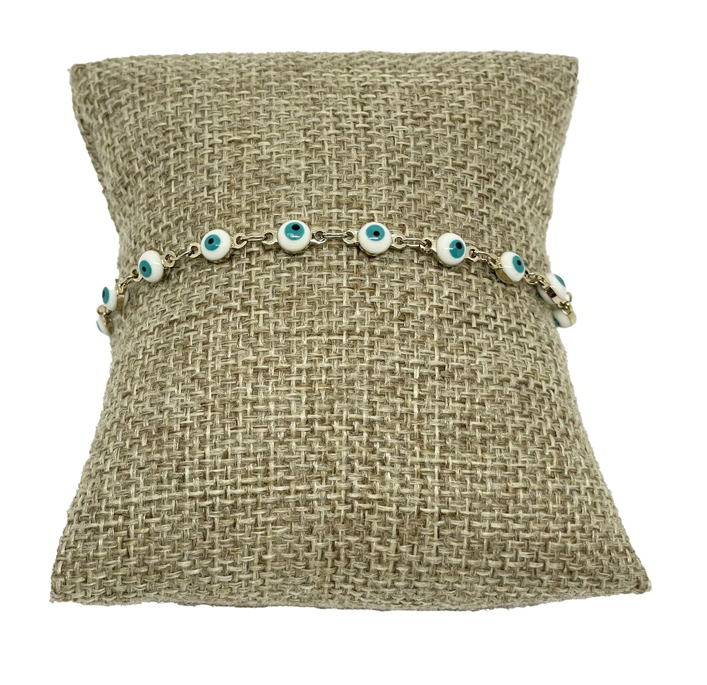 Pulsera de acero inoxidable dorado y turquesa con ojo turco