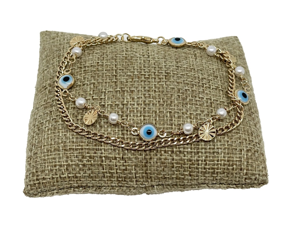 Pulsera dorada de ojo turco