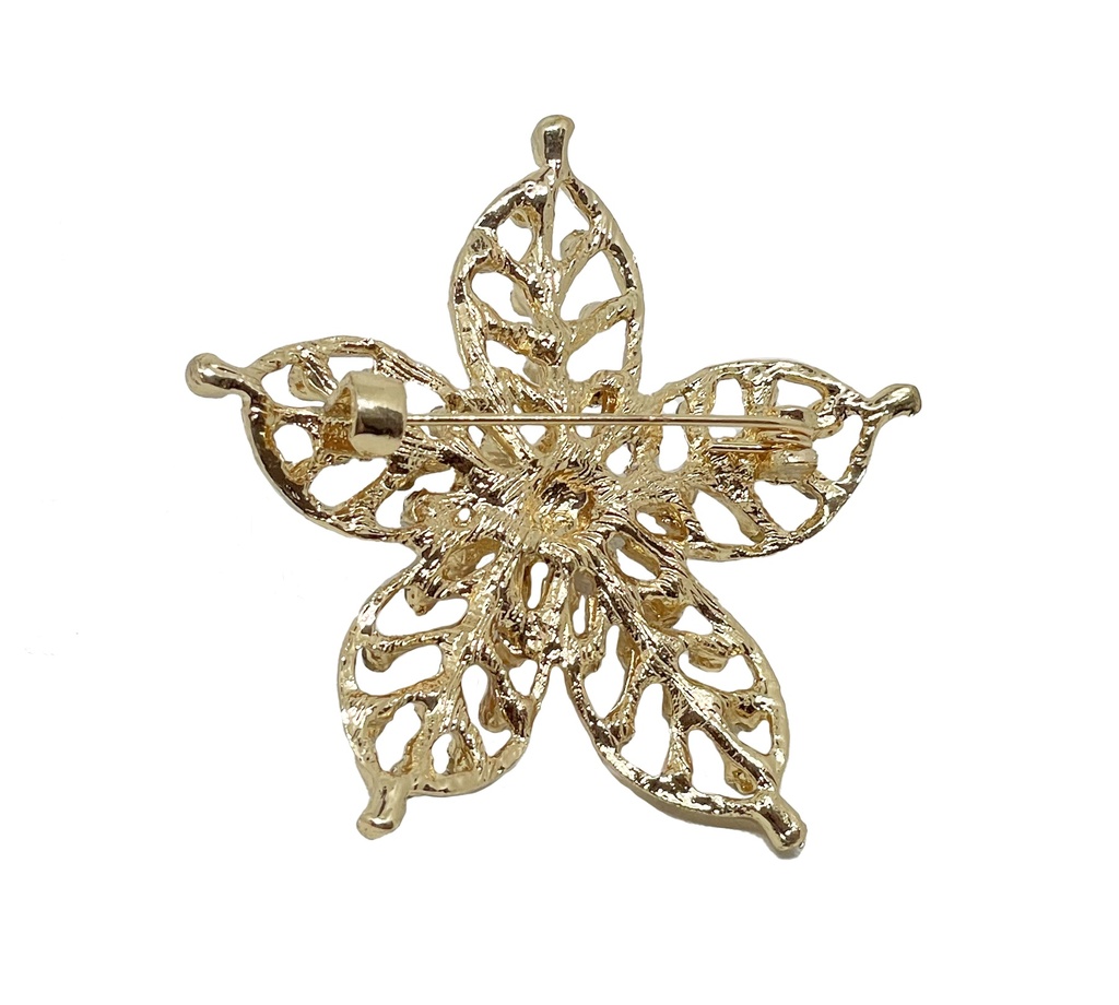 Prendedor de flor en dorado-brillantitos