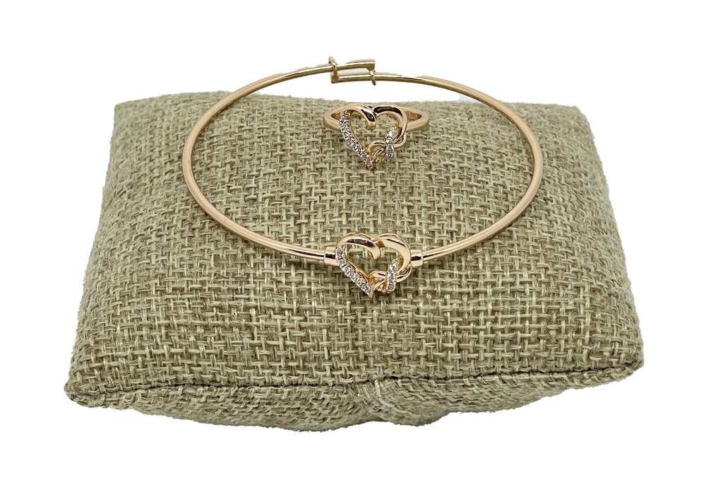 Set pulsera con anillo de rodio dorado