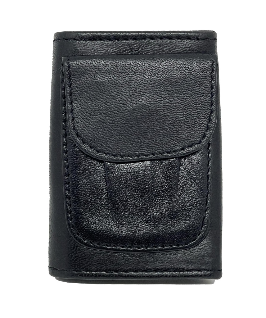 Estuche de cuero negro - llavero y monedero