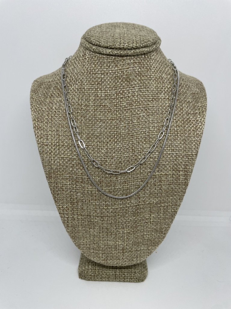 Collar de 2 hilos en plateado