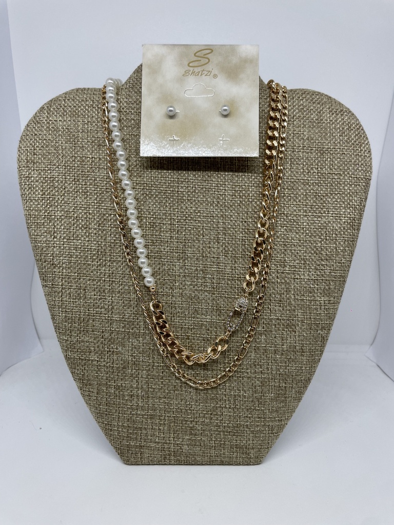 Set de collar y aretes con perla