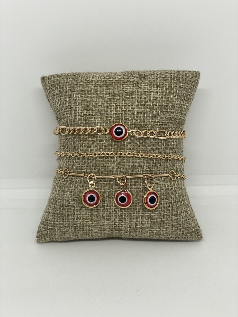 Set de pulseras con ojo turco en dorado