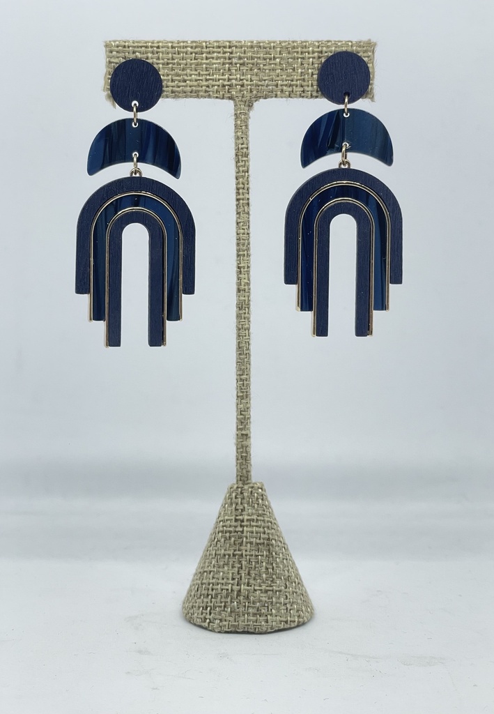 Arete de madera azul con dorado
