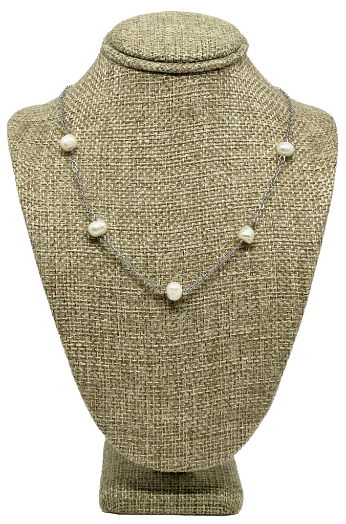 Cadena con perla en plateado