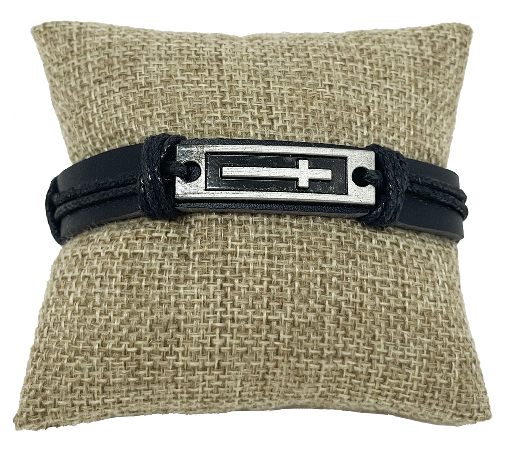 Pulsera negro con cruz