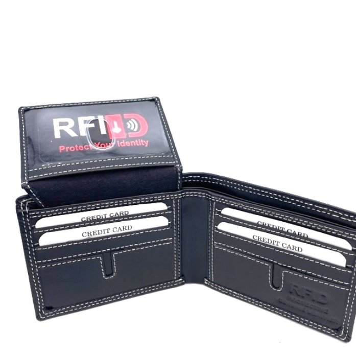 Billetera negra de cuero