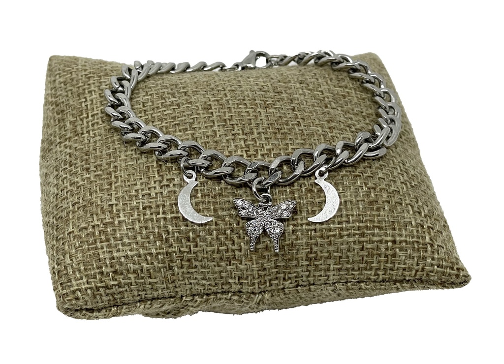 Pulsera de acero inoxidable con mariposa