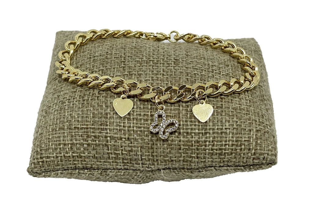 Pulsera de acero inoxidable dorado con mariposa