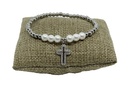 Pulsera de acero inoxidable plateado con cruz