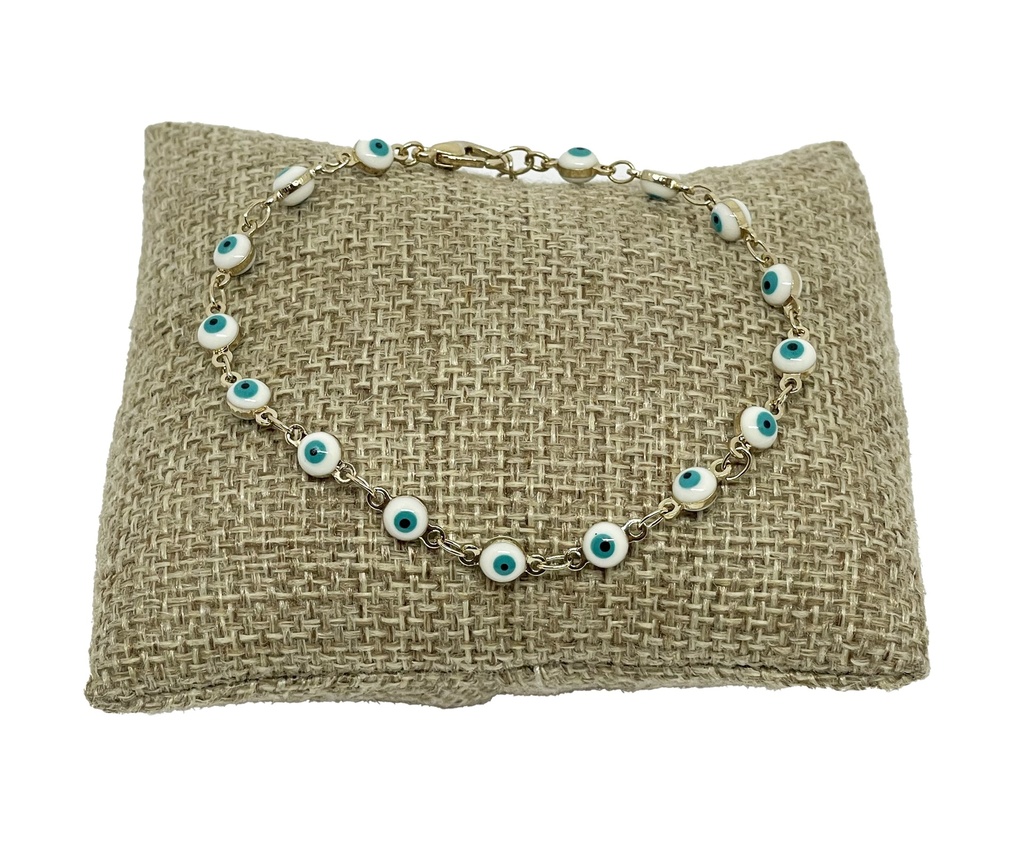Pulsera dorada y turquesa con ojo turco