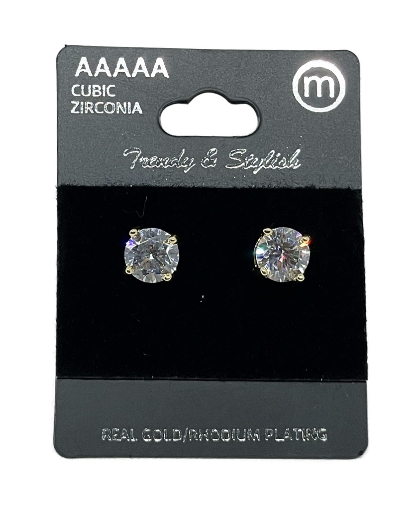 Aretes dorados con brillantito cubic zirconia