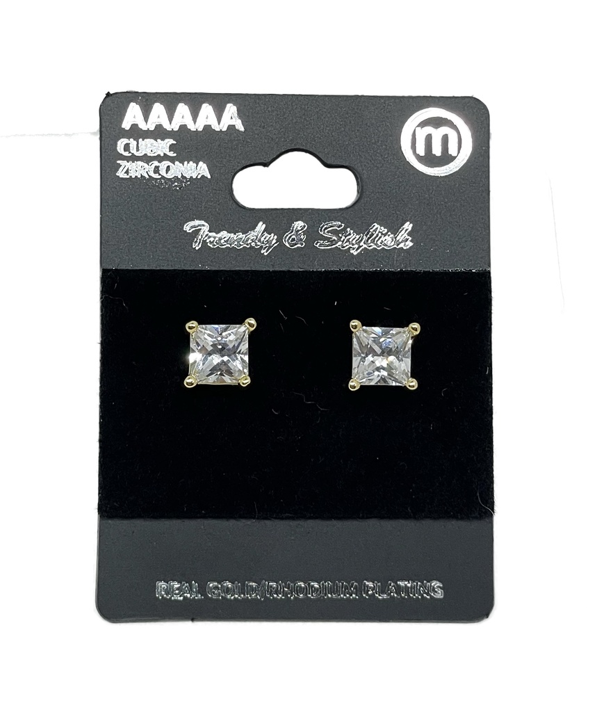 Aretes dorados con brillantito cubic zirconia