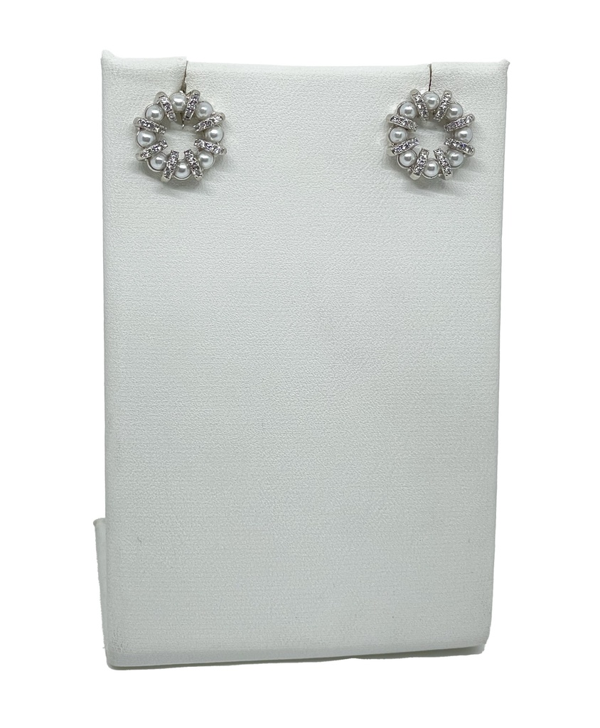 Aretes de rodio plateado con perla