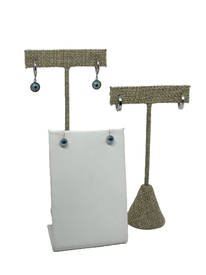 Aretes de acero inoxidable ojo turco celeste