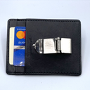 Money clip con tarjetero de cuero negro