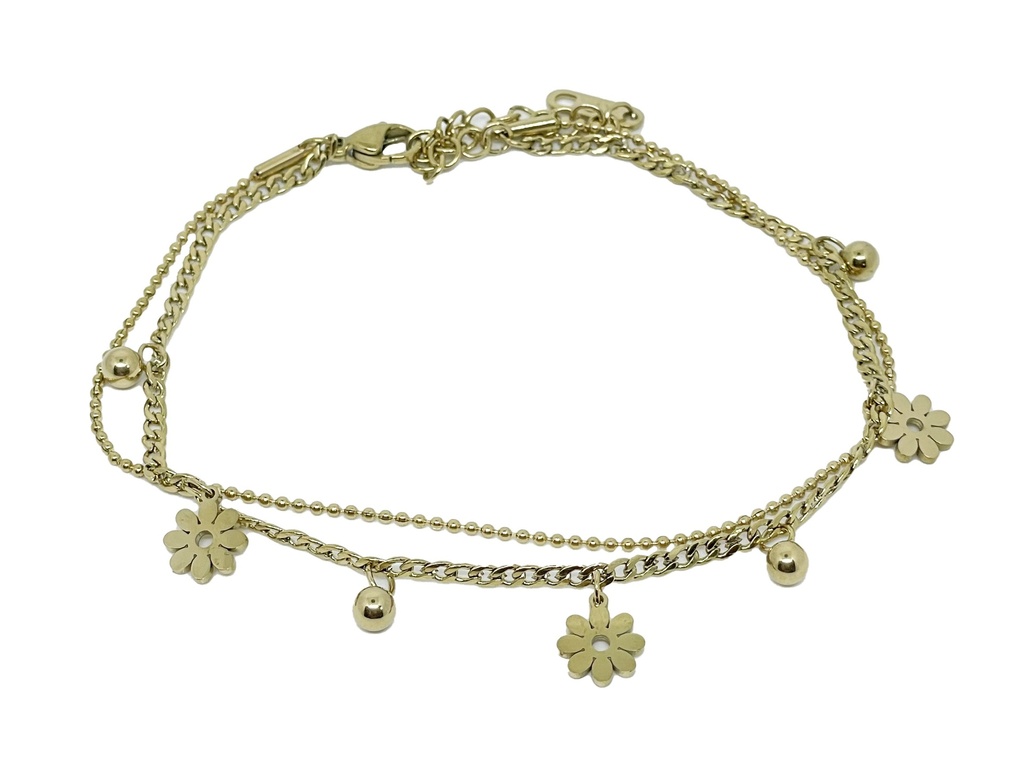 Tobillera de acero inoxidable en dorado