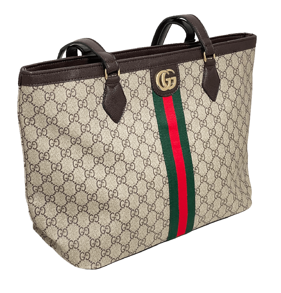 Bolsa de cuerina con franjas