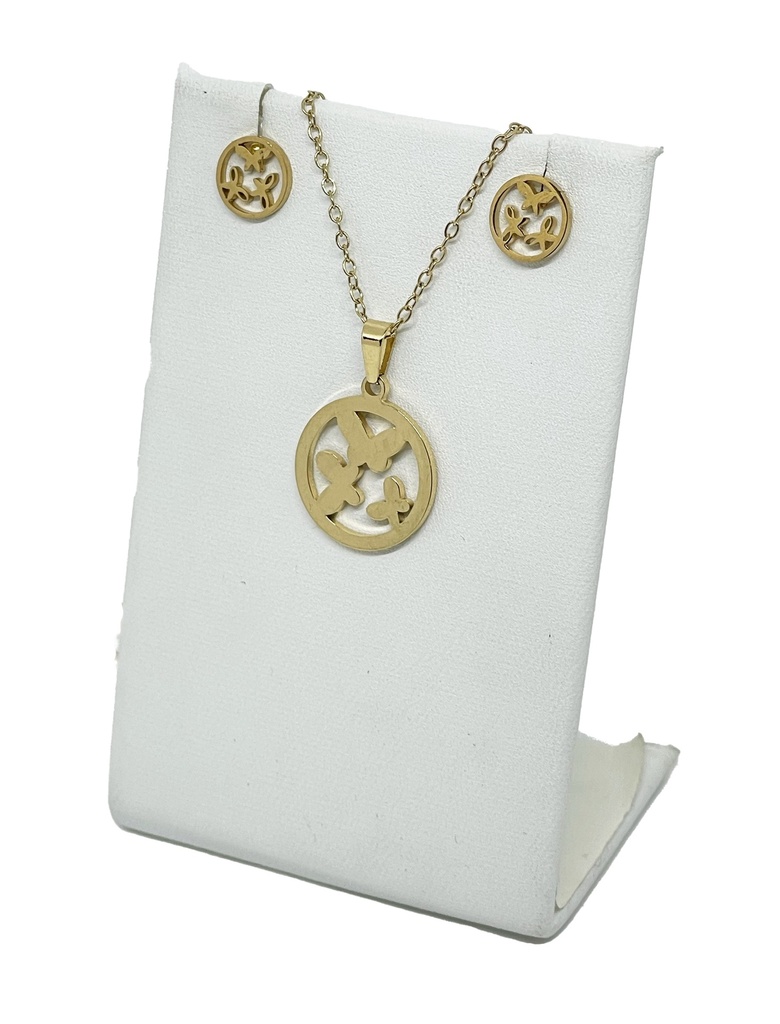 Set de collar y aretes de acero inoxidable