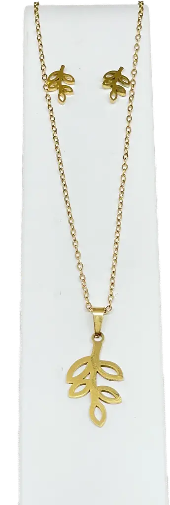 Set de collar y aretes dorado de acero inoxidable
