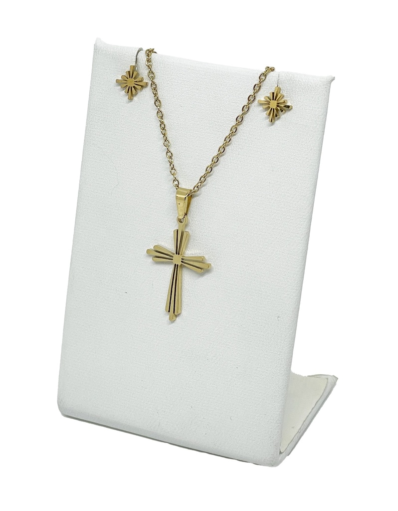 Set de collar y aretes de acero inoxidable