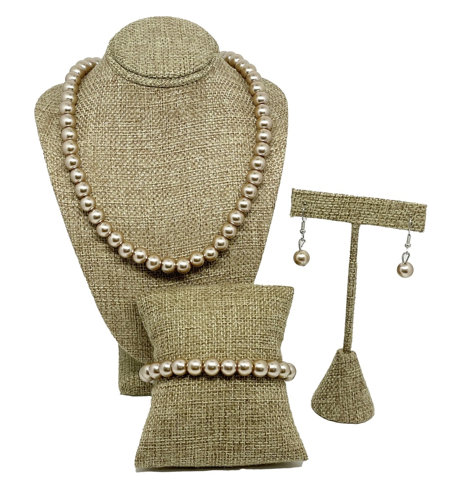 Set de collar, arete y pulsera de perlas
