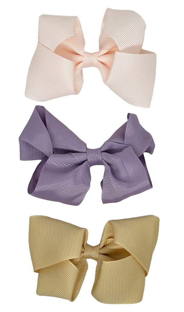 Set de 3 moñas rosado, lila y beige