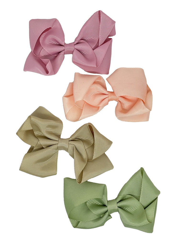 Set de 4 moñas rosado, anaranjado, kaki y olivo