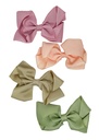 Set de 4 moñas rosado, anaranjado, kaki y olivo