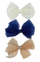 Set de 3 moñas beige, azul y café