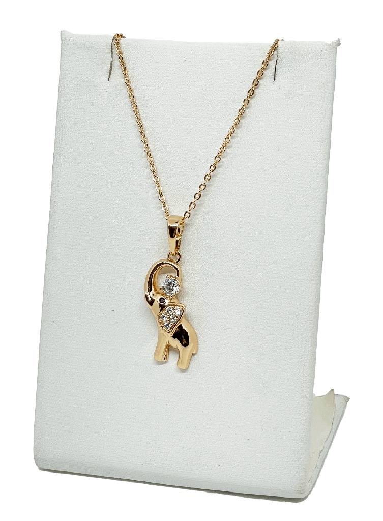Cadena elefante de rodio con brillantito