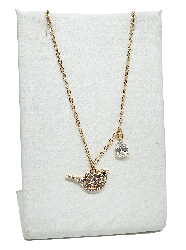 Cadena paloma de rodio con brillantito