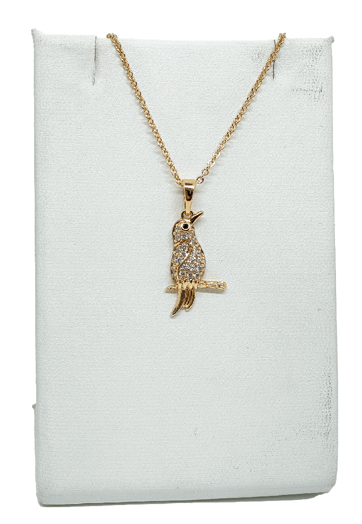 Cadena colibrí de rodio con brillantito