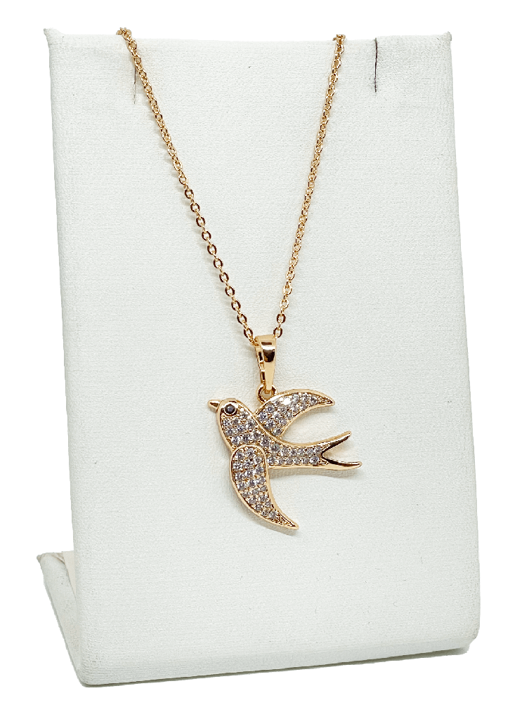 Cadena golondrina de rodio con brillantito