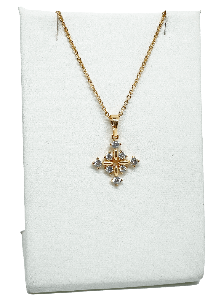 Cadena cruz de rodio con brillantito