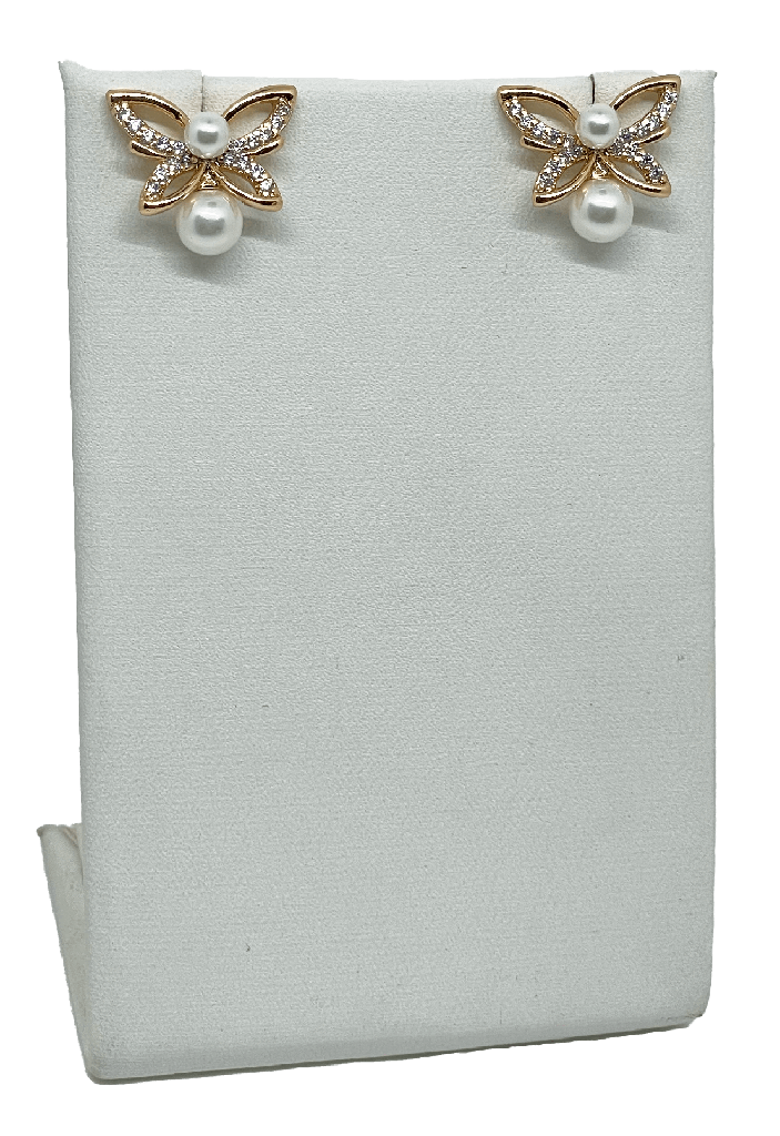 Arete de rodio dorado con perla