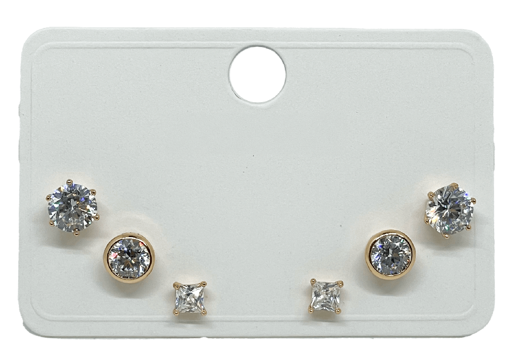 Set aretes x3 de rodio dorado