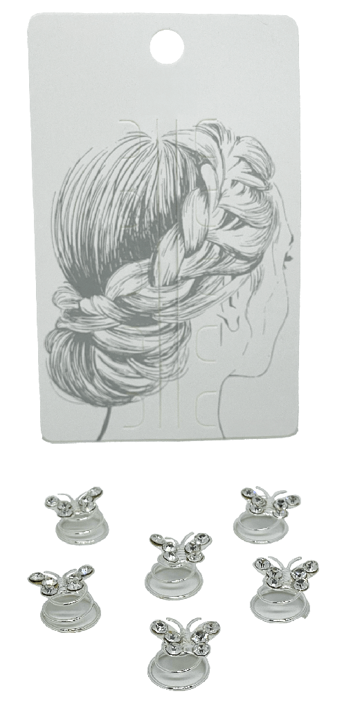 Set- de piojitos plateados de metal de mariposas