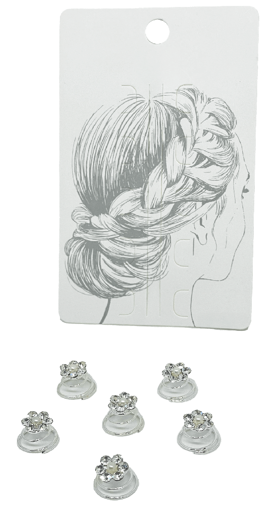 Set- de piojitos plateados de metal de flor