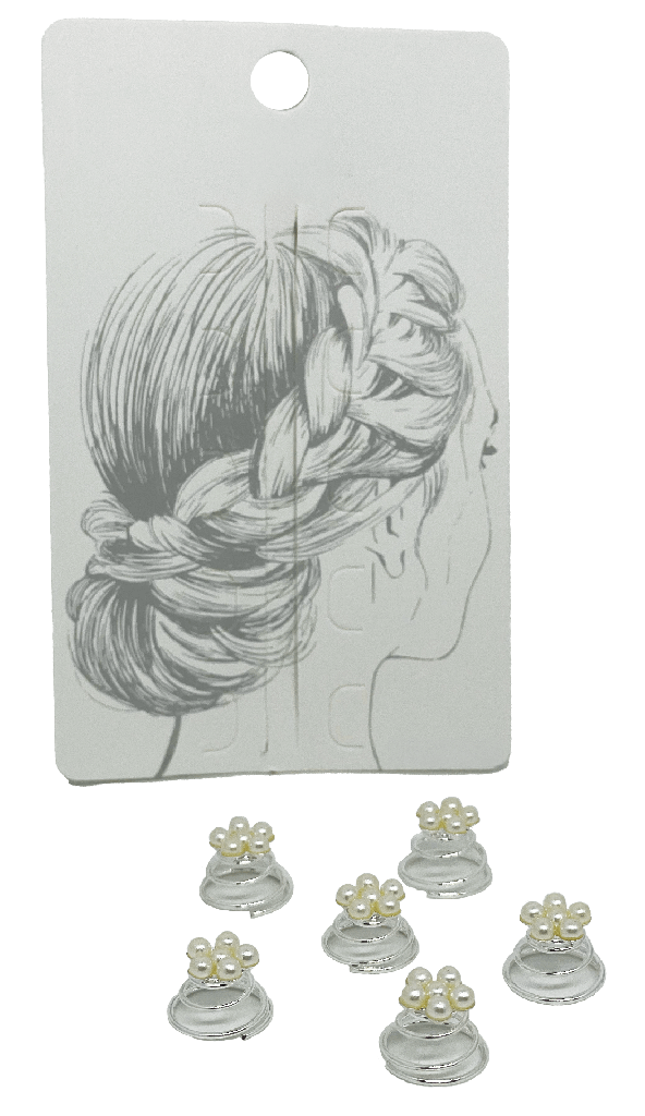 Set- de piojitos plateados de metal de florecitas