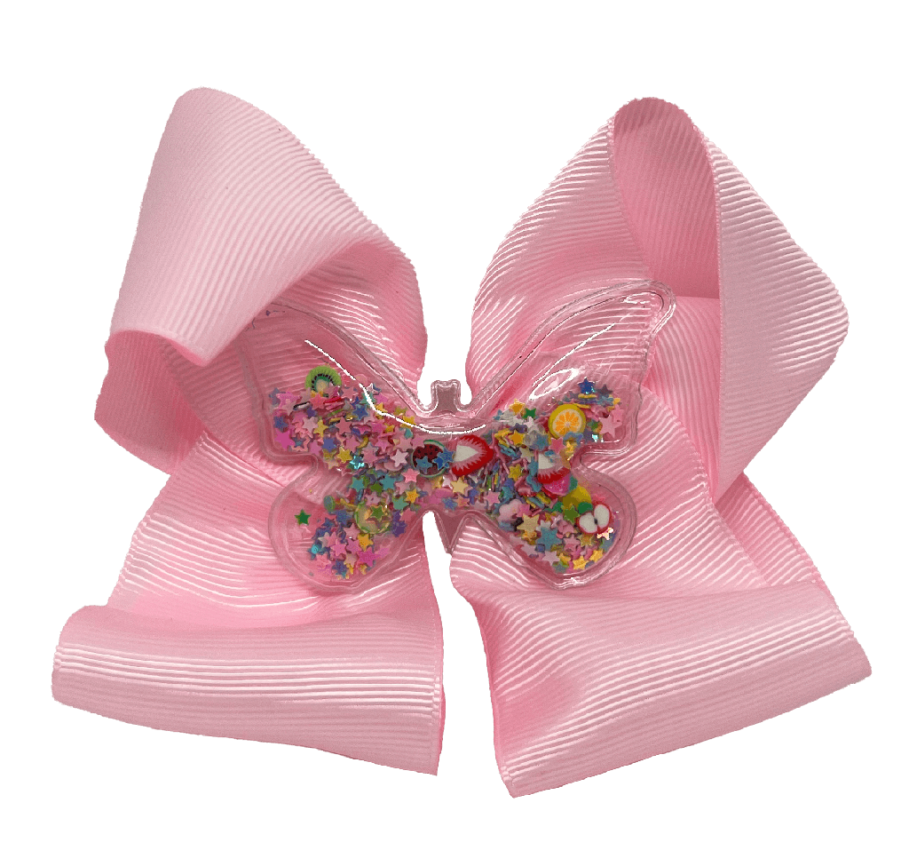 Moña con clip y mariposa