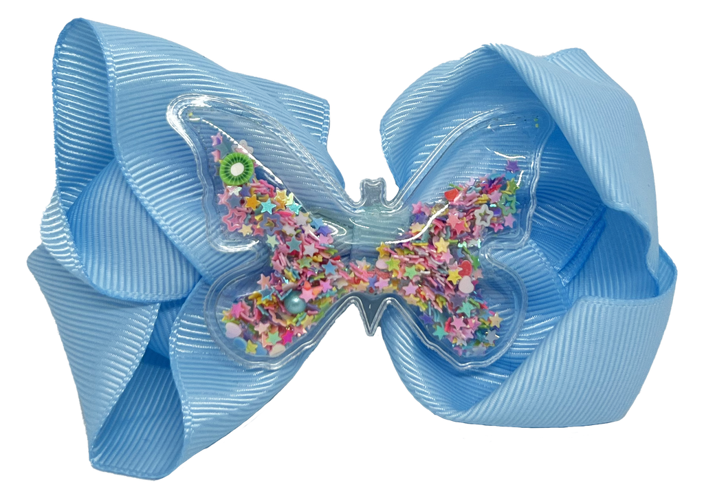Moña con clip y mariposa