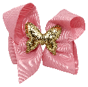 Moña con clip y mariposa dorada