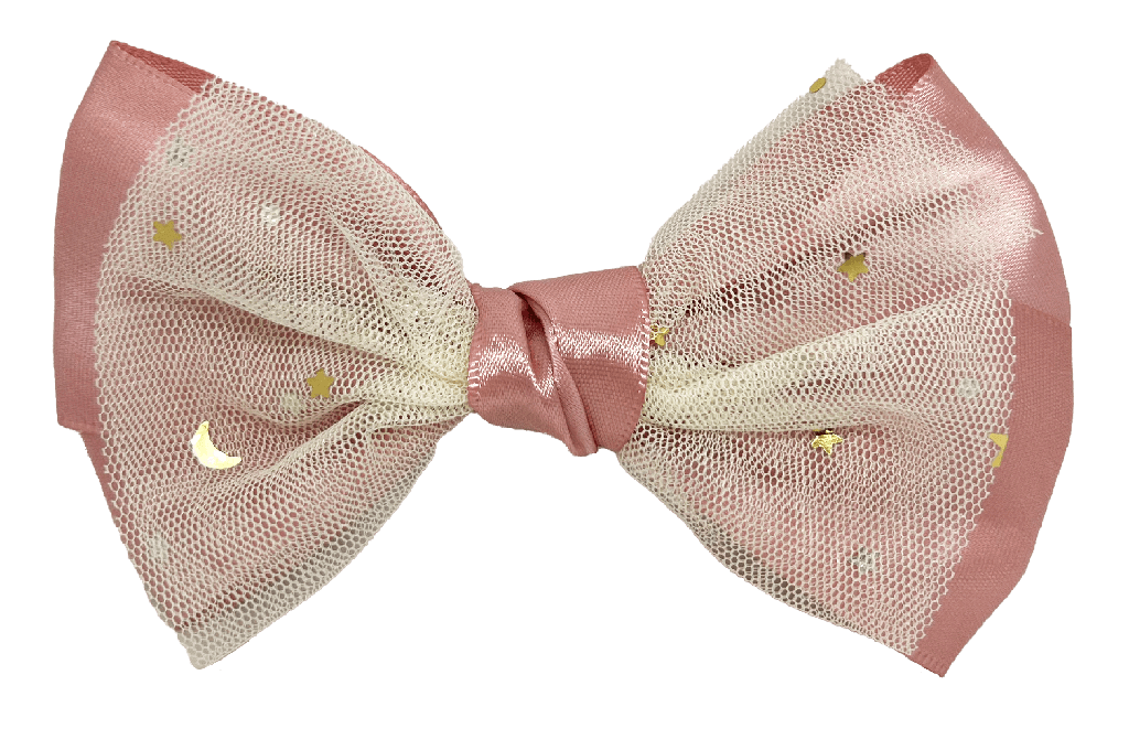 Moña con clip y estrellas