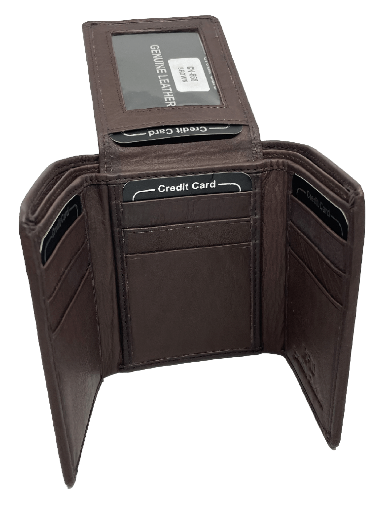 Billetera triple de cuero con solapa central protección RFID