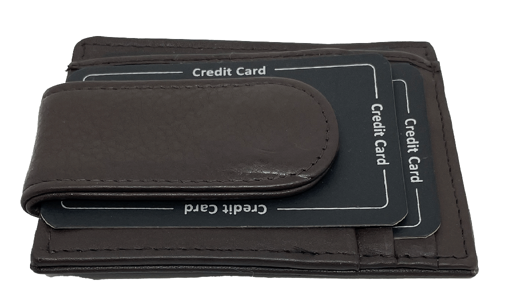 Tarjetero y money clip de cuero