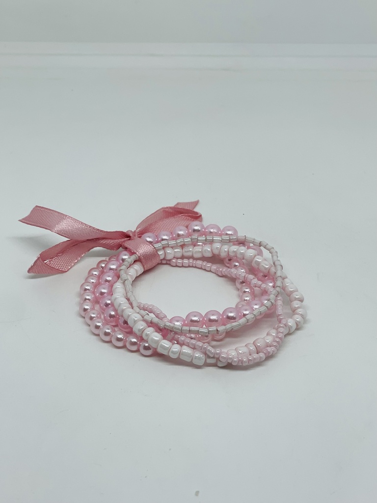 Set-de cinco pulseras plásticas con liston