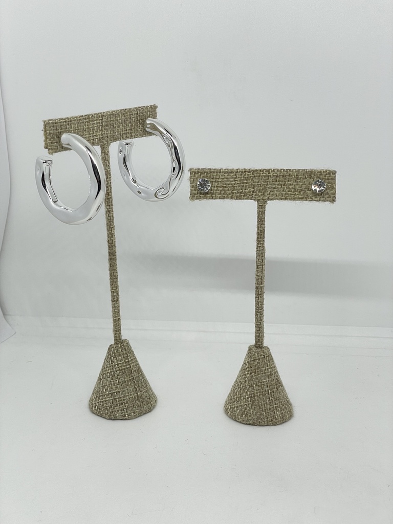 Set-de aretes con brillantito 1/2cm y argollas 3.9 x 3.9 cm